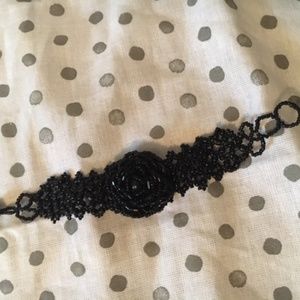 Black Seed Bead Floral Bracelet